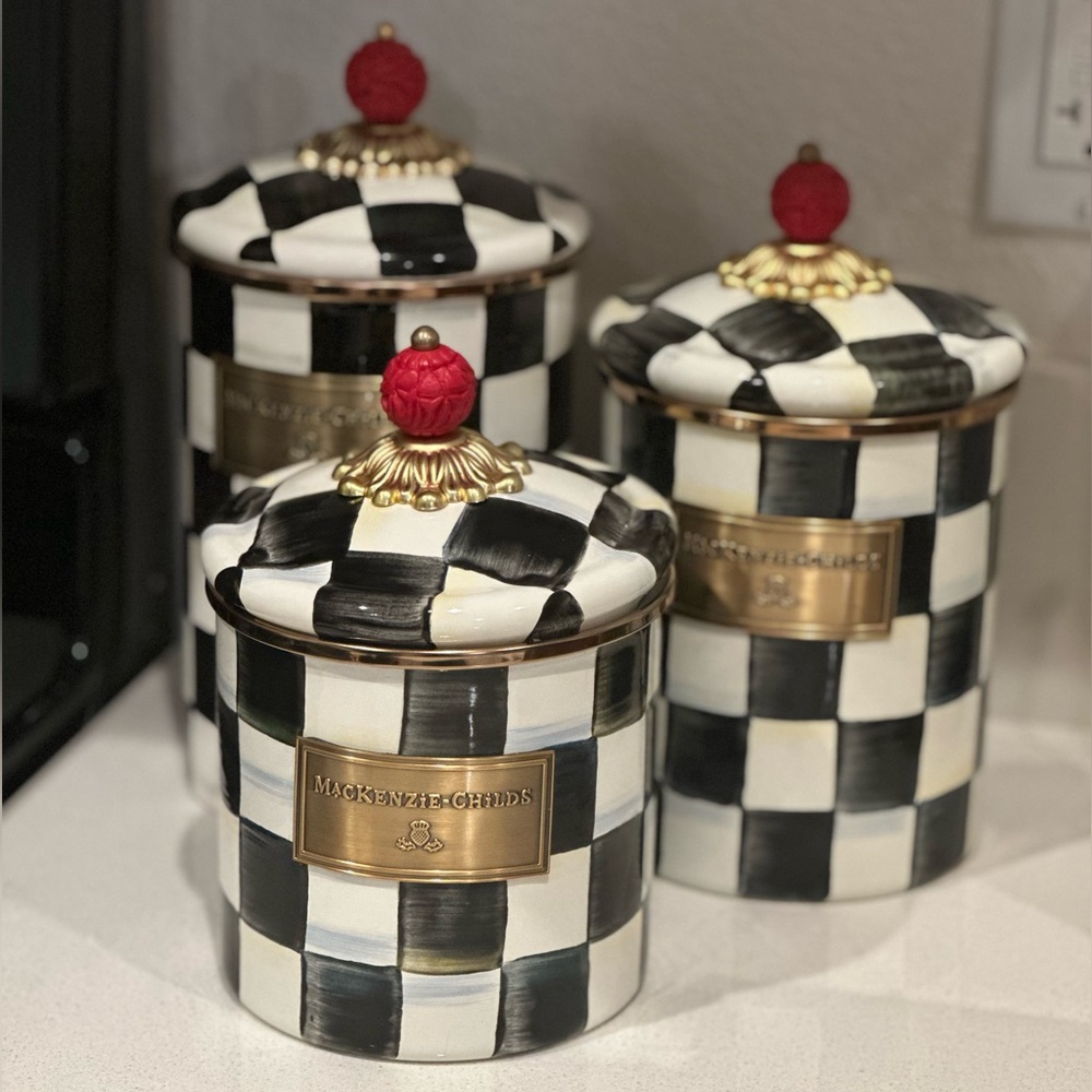Mackenzie Childs Courtly Check Canisters